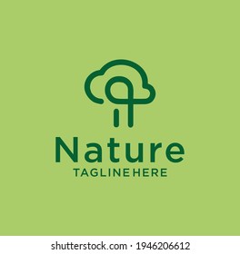 Simple Green Tree Logo Organic Design Vector Stock Illustration