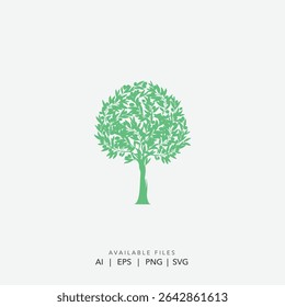 Simple Green Tree Logo Symbolizing Nature, Abstract Modern Tree Icon, Vibrant Green Plant Logo Representing Life