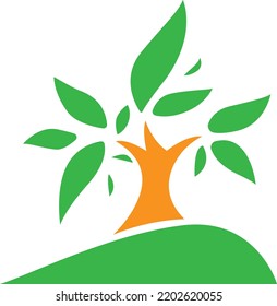 Simple green tree on white background