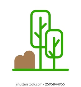 Simple Green Trees and a Small Brown Bush Icon