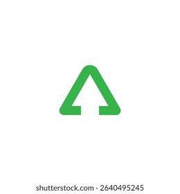 A simple green triangle icon symbolizing upload or progress.