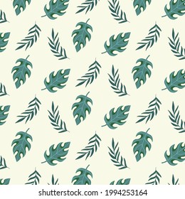 simple green tropical pattern templates vector