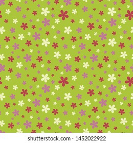 Simple green vector blossom flowers seamless pattern background