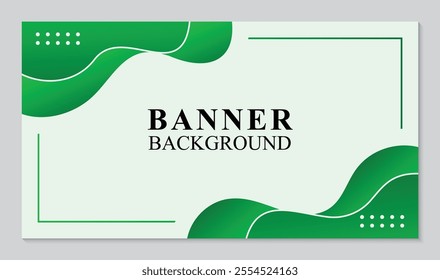Simple green wave shape banner background, modern business card design