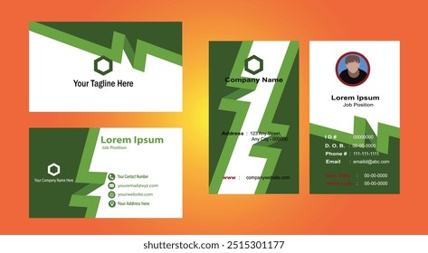 Vector de tarjeta de visita verde y blanco simple. Diseño limpio y profesional. Perfecto para empresas ecológicas. Fácilmente personalizable con su logotipo, información de contacto y Elementos de marca.