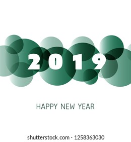 Plantilla de diseño simple de tarjetas de Año Nuevo, carátula o fondo verde y blanco - 2019