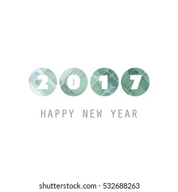  Plantilla de diseño simple de tarjetas de Año Nuevo, carátula o fondo verde y blanco - 2017