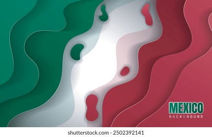 Simple green white and red pop up background design. Mexico independence day background design. Also good template for Mexico national day.