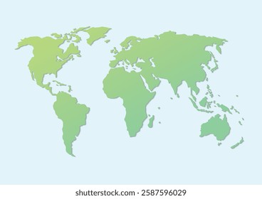 Simple green world map. Vector illustration