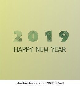 Simple Green and Yellow New Year Card, Cover or Background Design Template - 2019