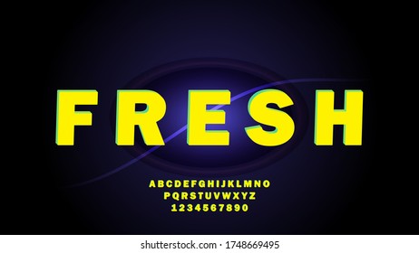 Simple greenish yellow three-dimensional text effect