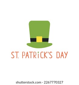 Simple greeting banner for st patricks day with green leprechaun hat