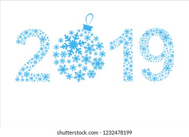 Simple greeting card happy new year 2019.