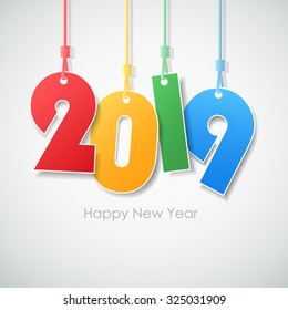 Simple greeting card happy new year 2019. Vector illustration eps10