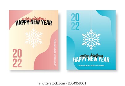Tarjeta de saludo simple Año Nuevo 2022 Feliz Navidad Smooth Pink and Blue Design Vector para evento, cartel y fondo de afiches