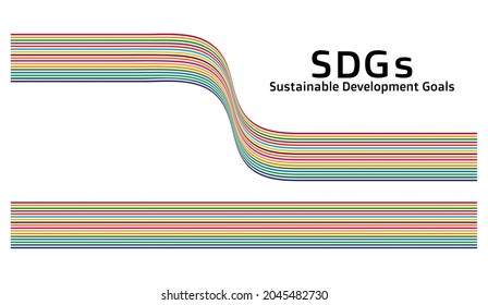 A simple greeting card. Sustainable Development Goals SDGs line art in 17 colors. vector. 
The design is made up of 17 colors with the image of the SDGs.