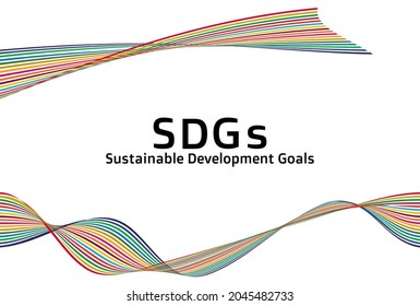 A simple greeting card. Sustainable Development Goals SDGs line art in 17 colors. vector. 
The design is made up of 17 colors with the image of the SDGs.