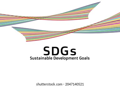 A simple greeting card. Sustainable Development Goals SDGs line art in 17 colors. 