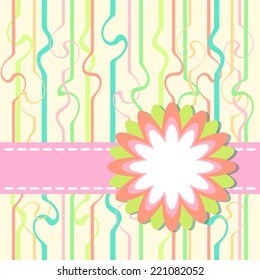 Simple Greeting Card Template With A Flower In Bright Colors, Vector Illustration