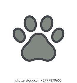 Simple grey animal paw print track icon.