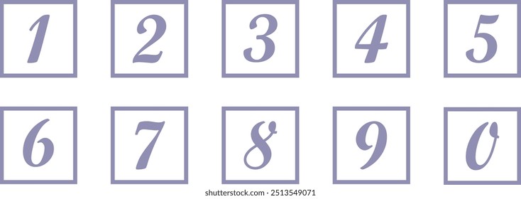 simple grey ash color bullet points stroke square number set from one to nine simple flat style set a collection of numbers including one to nine