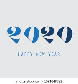 Simple Grey and Blue New Year Card, Cover or Background Design Template - 2020