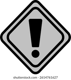 Simple Grey Caution Sign Icon