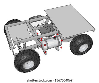 Simple grey construction transportation vehicle with platform vector illustration on white background