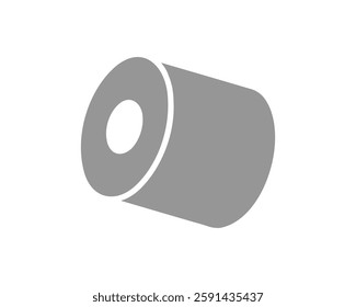 Simple grey cylinder graphic.  Perfect for representing data storage, industrial materials, or packaging concepts. Minimalist design ideal for presentations, websites, and infographics.