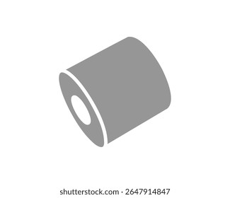 Simples ícone cilíndrico cinza, perfeito para representar armazenamento de dados, embalagem ou conceitos industriais.