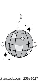 Simple Grey Hand Drawn Disco Ball Doodle Illustration