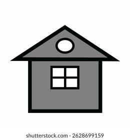 Gráfico de casa gris simple con ventanas