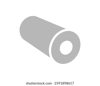 Simple grey icon of a rolledup material, representing storage, supply, or potential.  Perfect for illustrating concepts of packaging, delivery, or manufacturing.