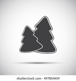 Simple grey icon of two christmas tree, vector illustration