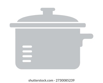 Ilustração cinza simples de um pote de cozinha com tampa e cabo em um fundo branco