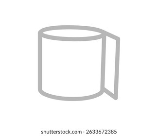 Ilustración de arte lineal gris simple de un rollo de papel, parcialmente desenrollado.  Perfecto para íconos de Sitio web, diseño App o para representar conceptos como inicios, progreso o agotamiento de recursos.