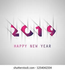 Plantilla de diseño simple de tarjetas de Año Nuevo gris y morado, cubierta o fondo - 2019