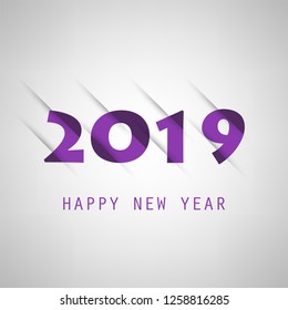 Simple Grey and Purple New Year Card, Cover or Background Design Template - 2019