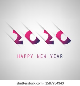 Simple Grey and Purple New Year Card, Cover or Background Design Template - 2020