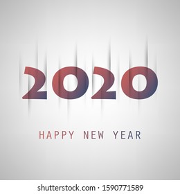 Plantilla de diseño simple de tarjetas, carátulas o fondo de Año Nuevo gris y morado - 2020