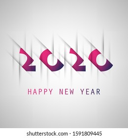 Simple Grey and Purple New Year Card, Cover or Background Design Template - 2020