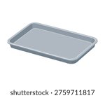 Simple grey rectangular steel baking tray isolated illustration