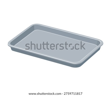 Simple grey rectangular steel baking tray isolated illustration
