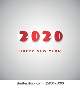 Simple Grey and Red New Year Card, Cover or Background Design Template - 2020