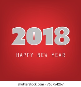  Simple Grey And Red New Year Card, Cover or Background Design Template - 2018
