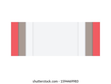 Simple Grey Red Web Banner Background. Paper Cut Style