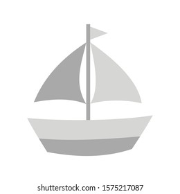 simple grey sailboat icon vector