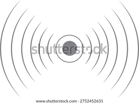 Simple, grey sound waves emanating outwards in expanding, concentric circles from a core.
