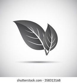 Simple grey vector illustration of leaves