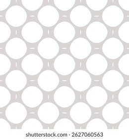 Simple grey and white vector seamless pattern. Abstract geometric ornament texture with circular mesh, lattice, grid, circles. Simple minimal background. Repeated design for decoration, fabric, linens
